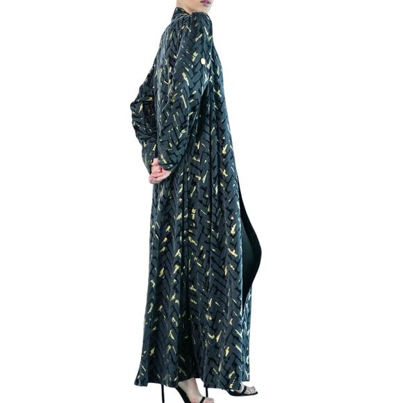 Marina Rinaldi Nero Dettato button down sheer metallic shirt dress maxi tunic L - Picture 15 of 15